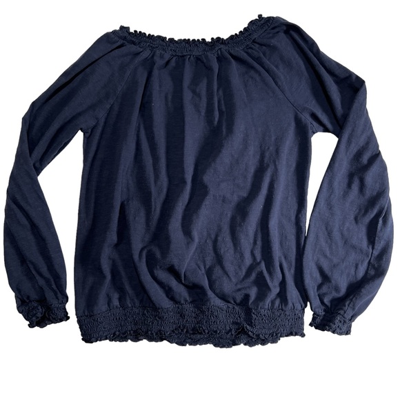 🖤 St. John’s Bay Long Sleeve Blue Floral Embroidered Pullover Blouse - Picture 2 of 7